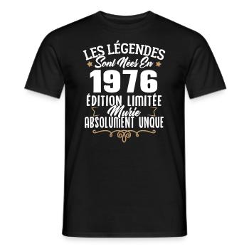 Les légendes sont nées en 1976 édition limitée - T-shirt homme - noir - Devant - AI Model Male 178 light (178cm)