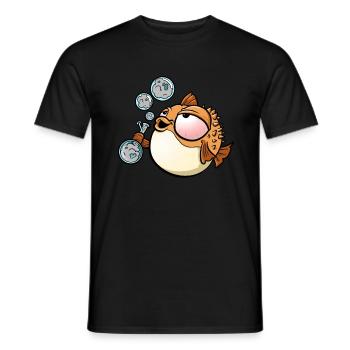 Unkraut rauchender Kugelfisch - Männer T-Shirt - Schwarz - Vorne - AI Model Male 178 light (178cm)