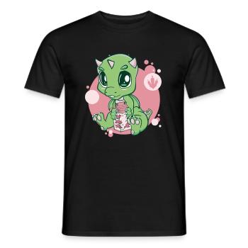 Mignon Dragon et Fraise Lait Boba Bubble Tea - T-shirt homme - noir - Devant - AI Model Male 178 light (178cm)