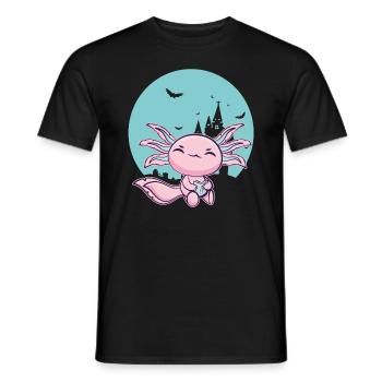 Axolotl Mexican Salamander Walking Fish Buch Book - Men's T-Shirt - black - Front - AI Model Male 178 light (178cm)