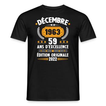 Cadeau D'anniversaire Rétro 59 Ans Décembre 1963 - T-shirt homme - noir - Devant - AI Model Male 178 light (178cm)