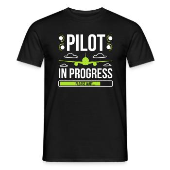 Aviator Pilot in Arbeit - Männer T-Shirt - Schwarz - Vorne - AI Model Male 178 light (178cm)