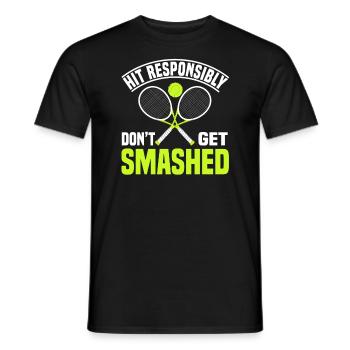 Hit Responsibily Don't Get Smashed Tennis - Men's T-Shirt - black - Front - AI Model Male 178 light (178cm)