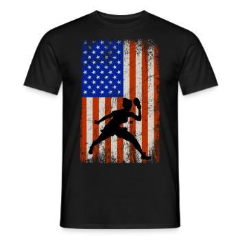Drapeau américain Ping Pong Joueur de tennis de table - T-shirt homme - noir - Devant - AI Model Male 178 light (178cm)