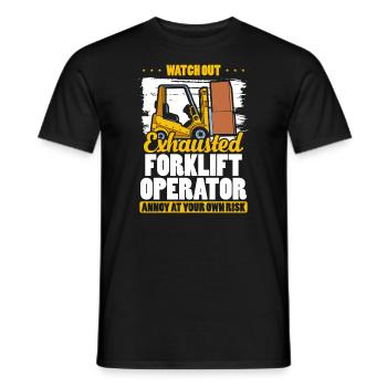 Opérateur de chariot élévateur épuisé Drôle de chariot élévateur - T-shirt homme - noir - Devant - AI Model Male 178 light (178cm)