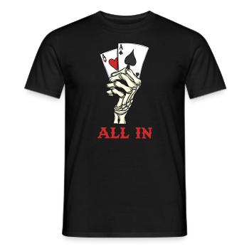 Joueur de poker Cartes de poker Ace Skeleton Hand Poker - T-shirt homme - noir - Devant - AI Model Male 178 light (178cm)