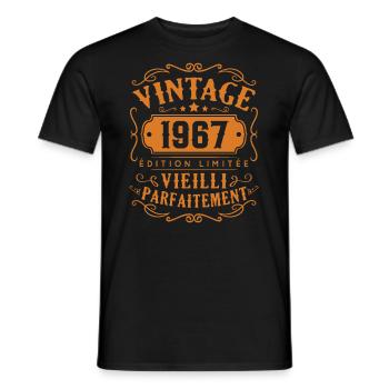 Vintage 1967 Edition Limitée - T-shirt homme - noir - Devant - AI Model Male 178 light (178cm)