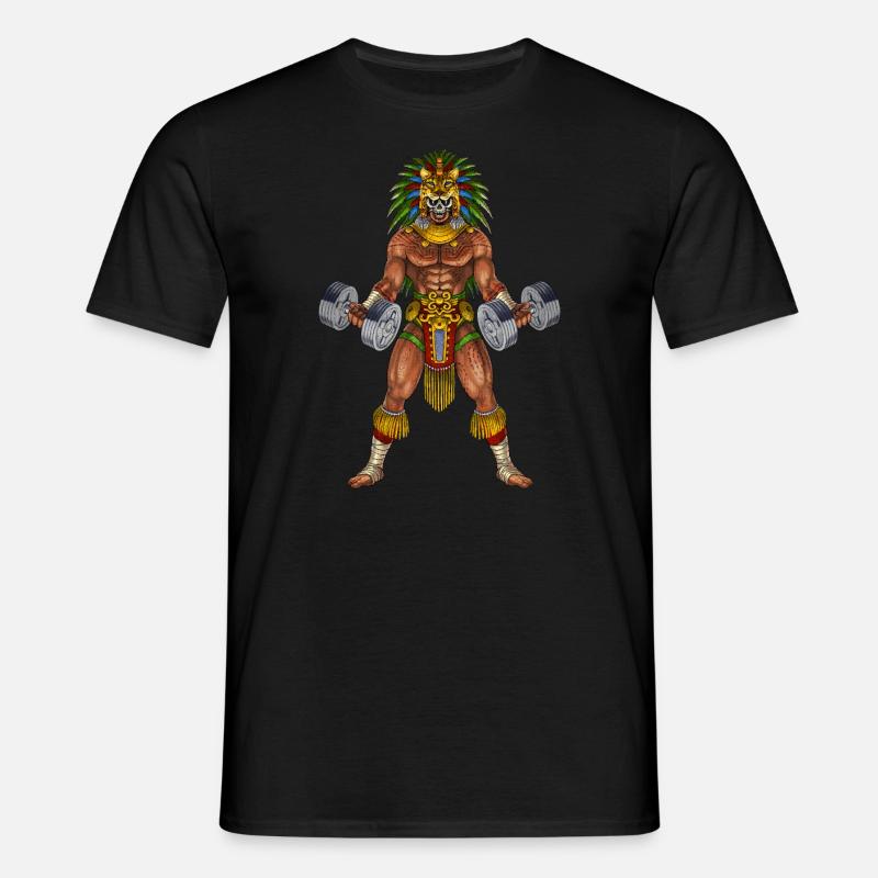 Aztekischer Krieger Bodybuilder - Männer T-Shirt - Schwarz