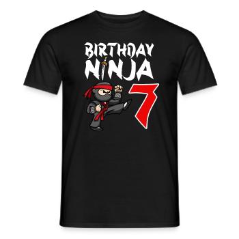 Geburtstagsparty 7 Jahre alter japanischer Ninja Geburtstag - Männer T-Shirt - Schwarz - Vorne - AI Model Male 178 light (178cm)