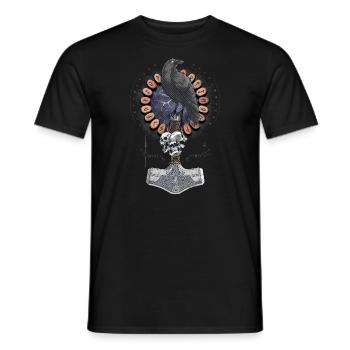 Norse Viking Hammer Raven - Men's T-Shirt - black - Front - AI Model Male 178 light (178cm)