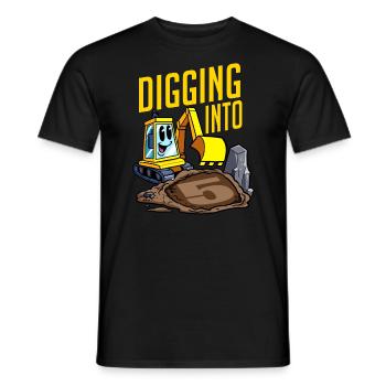 Conducteur de pelle creusant dans une pelle de 5 anniversaires - T-shirt homme - noir - Devant - AI Model Male 178 light (178cm)