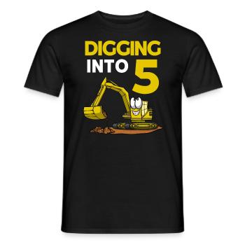 Conducteur de pelle creusant dans une pelle de 5 anniversaires - T-shirt homme - noir - Devant - AI Model Male 178 light (178cm)
