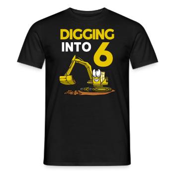 Conducteur de pelle creusant dans une pelle de 6 anniversaires - T-shirt homme - noir - Devant - AI Model Male 178 light (178cm)