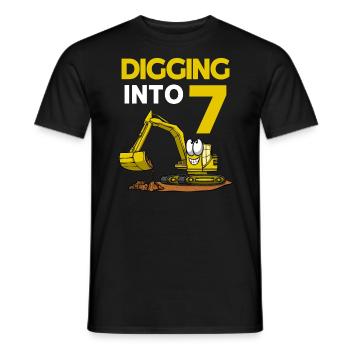 Conducteur de pelle creusant dans une pelle de 7 anniversaires - T-shirt homme - noir - Devant - AI Model Male 178 light (178cm)