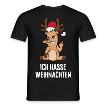 Annoyed moose I hate Christmas reindeer - Men's T-Shirt - black - Front - AI Model Male 178 light (178cm)