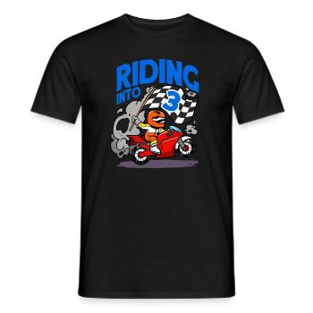Motorcyclist Riding Into 3 Boy Motorcycle Birthday - Men's T-Shirt - black - Front - AI Model Male 178 light (178cm)