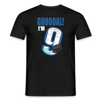 Eishockey Tor Ich bin 9 Eishockeyspieler Geburtstag - Männer T-Shirt - Schwarz - Vorne - AI Model Male 178 light (178cm)