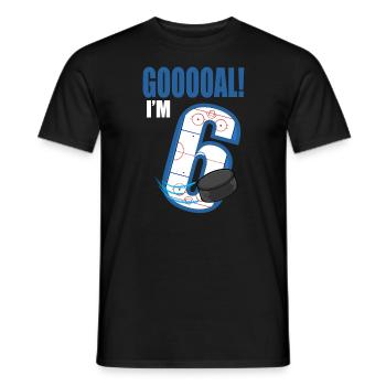 Eishockey Tor Ich bin 6 Eishockeyspieler Geburtstag - Männer T-Shirt - Schwarz - Vorne - AI Model Male 178 light (178cm)