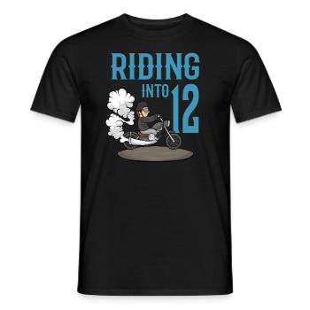 Motorcyclist Riding Into 12 Motorcycle Birthday - Men's T-Shirt - black - Front - AI Model Male 178 light (178cm)