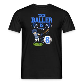 Baseball Player This Baller Is 6 Birthday Baseball - Men's T-Shirt - black - Front - AI Model Male 178 light (178cm)