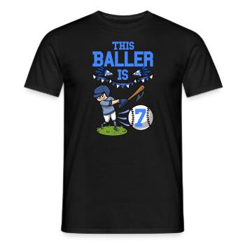Joueur de baseball Ce joueur a 7 ans de baseball - T-shirt homme - noir - Devant - AI Model Male 178 light (178cm)