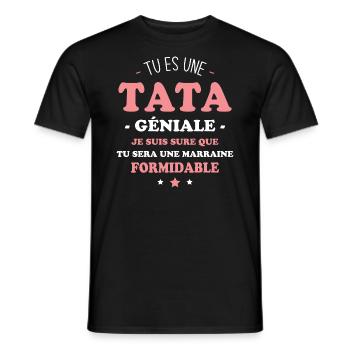 Une tata géniale et une marraine formidable - T-shirt homme - noir - Devant - AI Model Male 178 light (178cm)