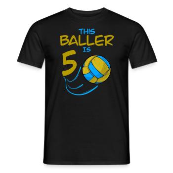 Volleyballspieler Baller ist 5 Volleyball Geburtstag - Männer T-Shirt - Schwarz - Vorne - AI Model Male 178 light (178cm)