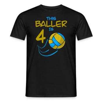 Volleyballspieler Baller ist 4 Volleyball Geburtstag - Männer T-Shirt - Schwarz - Vorne - AI Model Male 178 light (178cm)