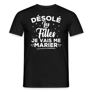 Désolé les filles je vais me marier - T-shirt homme - noir - Devant - AI Model Male 178 light (178cm)