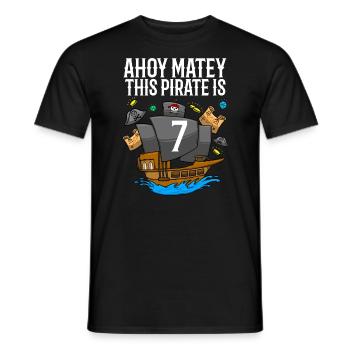 Ahoy Matey Ce pirate est 7ème anniversaire de pirate - T-shirt homme - noir - Devant - AI Model Male 178 light (178cm)