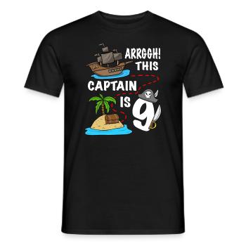Arrggh! Ce capitaine a 9 ans d’anniversaire de pirate - T-shirt homme - noir - Devant - AI Model Male 178 light (178cm)