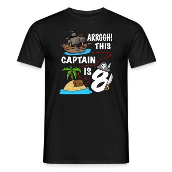 Arrggh! Ce capitaine a 8 ans d’anniversaire de pirate - T-shirt homme - noir - Devant - AI Model Male 178 light (178cm)