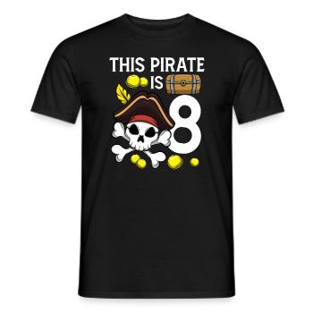 Skeleton This Pirate Is 8th Pirate Birthday - Men's T-Shirt - black - Front - AI Model Male 178 light (178cm)