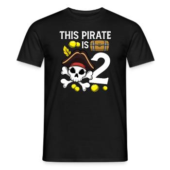 Skeleton This Pirate Is 2nd Pirate Birthday - Men's T-Shirt - black - Front - AI Model Male 178 light (178cm)