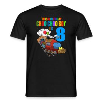 Zug Geburtstag 8 Kinder Zug Dampflokomotive Junge - Männer T-Shirt - Schwarz - Vorne - AI Model Male 178 light (178cm)