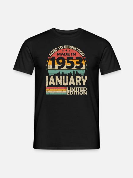 Januar 1953 Vintage Jahrgang Geburtstag Retro - Männer T-Shirt - Schwarz