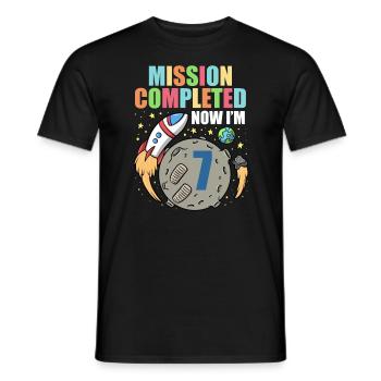 Space Birthday 7 Astronaut Planets Rocket Ship - Men's T-Shirt - black - Front - AI Model Male 178 light (178cm)