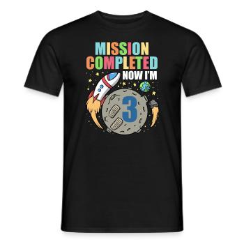 Space Birthday 3 Astronaut Planets Rocket Ship - Men's T-Shirt - black - Front - AI Model Male 178 light (178cm)
