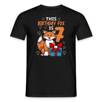 Fox Birthday 7th Birthday Party Girl Animal Lovers - T-shirt homme - noir - Devant - AI Model Male 178 light (178cm)