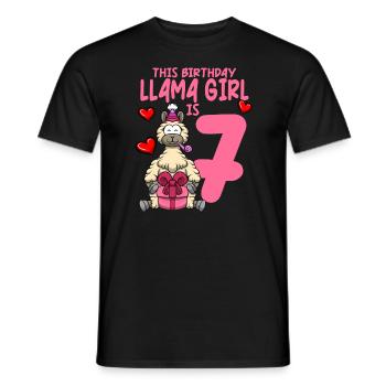 Lama Geburtstag 7. Geburtstag Party Alpaka Mädchen - Männer T-Shirt - Schwarz - Vorne - AI Model Male 178 light (178cm)