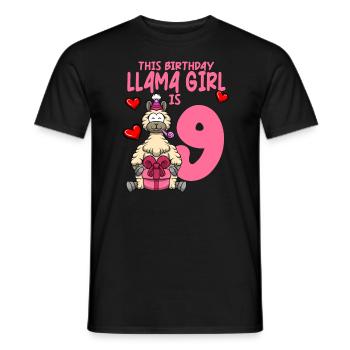 Lama Geburtstag 9. Geburtstag Party Alpaka Mädchen - Männer T-Shirt - Schwarz - Vorne - AI Model Male 178 light (178cm)