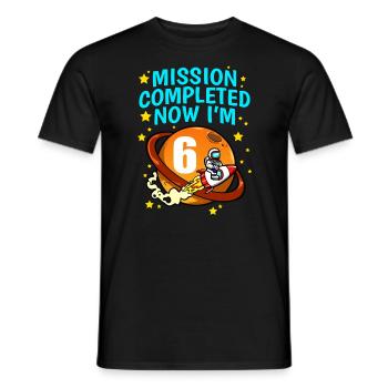 Space Birthday 6 Astronaut Planets Rocket Ship - Men's T-Shirt - black - Front - AI Model Male 178 light (178cm)