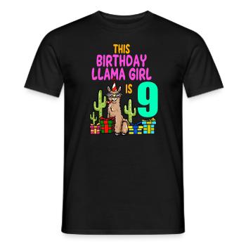 Llama Girl 9th Birthday Party Alpaca - Men's T-Shirt - black - Front - AI Model Male 178 light (178cm)
