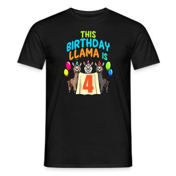 Llama Girl 4th Birthday Party Alpaca - Men's T-Shirt - black - Front - AI Model Male 178 light (178cm)
