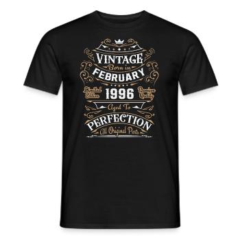 Jahrgang Februar 1996, Retro Geburtstagsgeschenk - Männer T-Shirt - Schwarz - Vorne - AI Model Male 178 light (178cm)