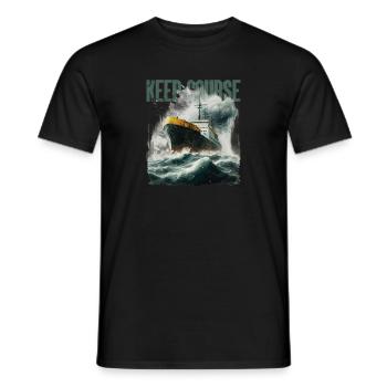 Commic Schiff im Stürmischer See - Männer T-Shirt - Schwarz - Vorne - AI Model Male 178 light (178cm)