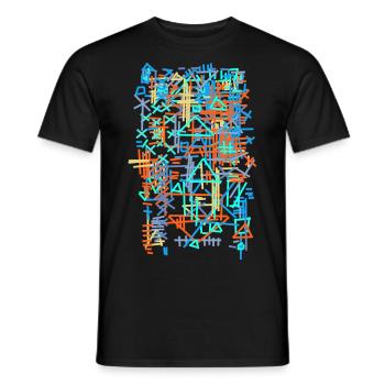 Pattern / Bauhaus carpet - Men's T-Shirt - black - Front - AI Model Male 178 light (178cm)