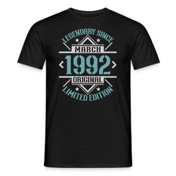 Légendaire depuis Mars 1992 édition limitée - T-shirt homme - noir - Devant - AI Model Male 178 light (178cm)
