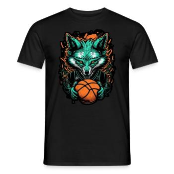 Basketball Fox Player Neon Fox Sport Ball Sports - Men's T-Shirt - black - Front - AI Model Male 178 light (178cm)