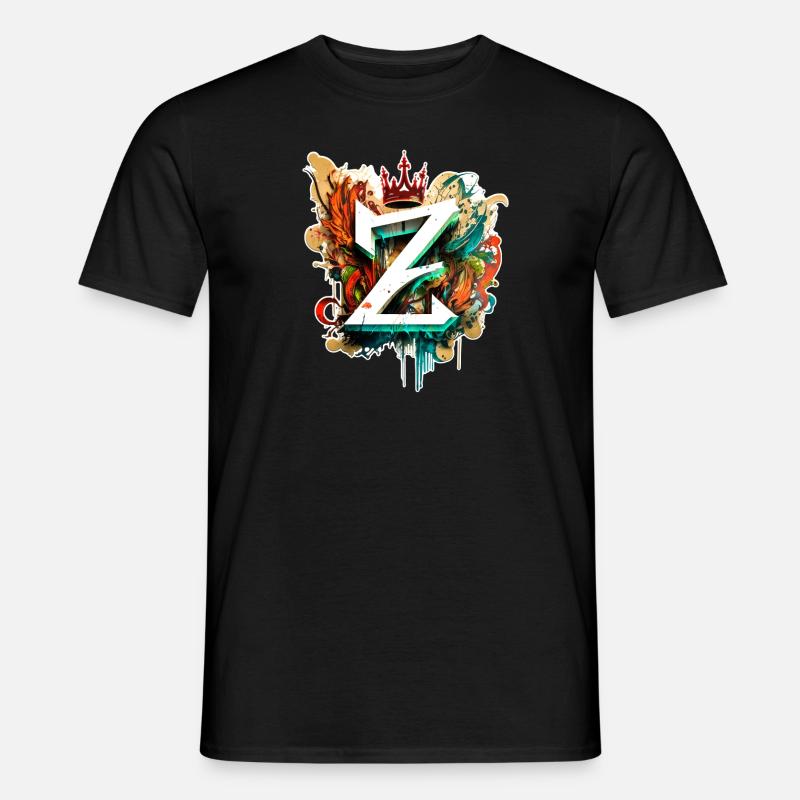 Graffiti Buchstabe Z mit👑 - Männer T-Shirt - Schwarz